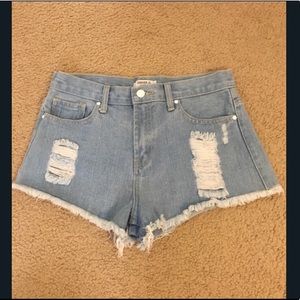 Forever21 Light Denim Frayed Shorts